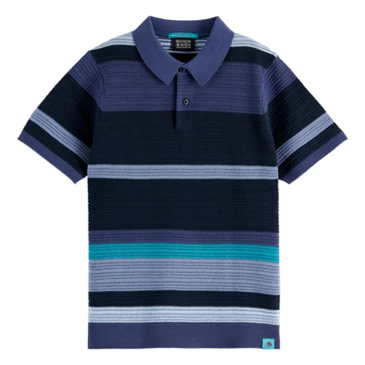 Polo de punto a rayas | Azul- Imagen del producto n°0