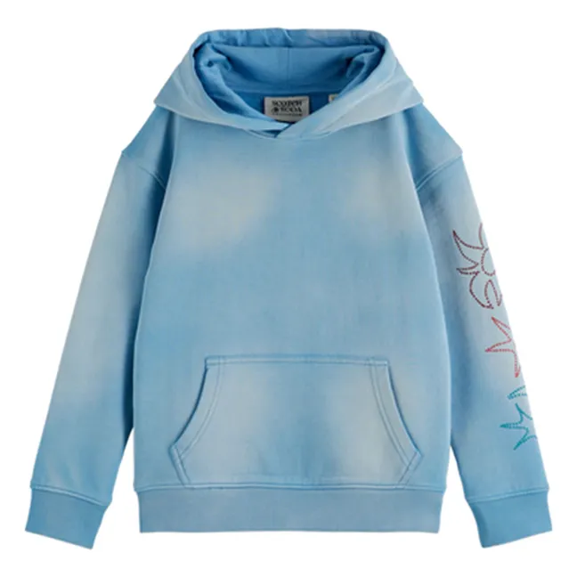 Sudadera con capucha lavada de algodón orgánico  | Azul Cielo