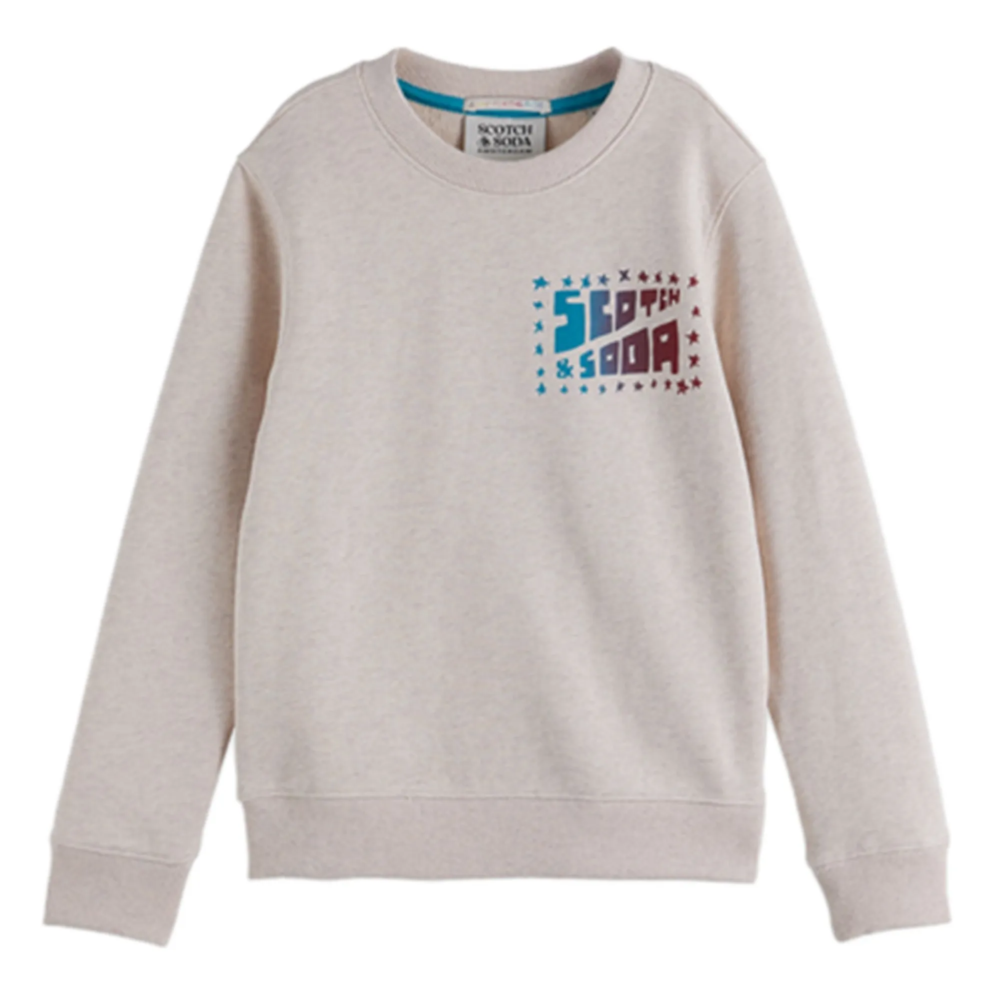 Scotch & Soda Heather White Artwork Logo Sweat Organic Cotton