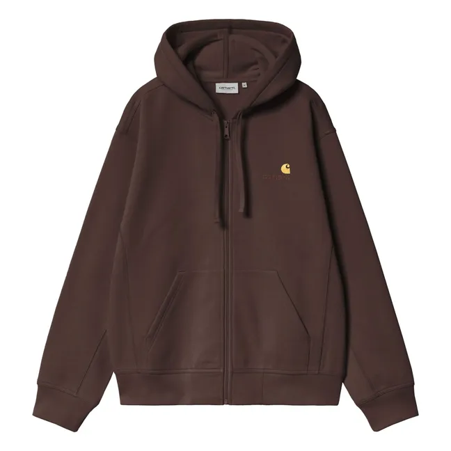 Sudadera con cremallera American Script | Marrón