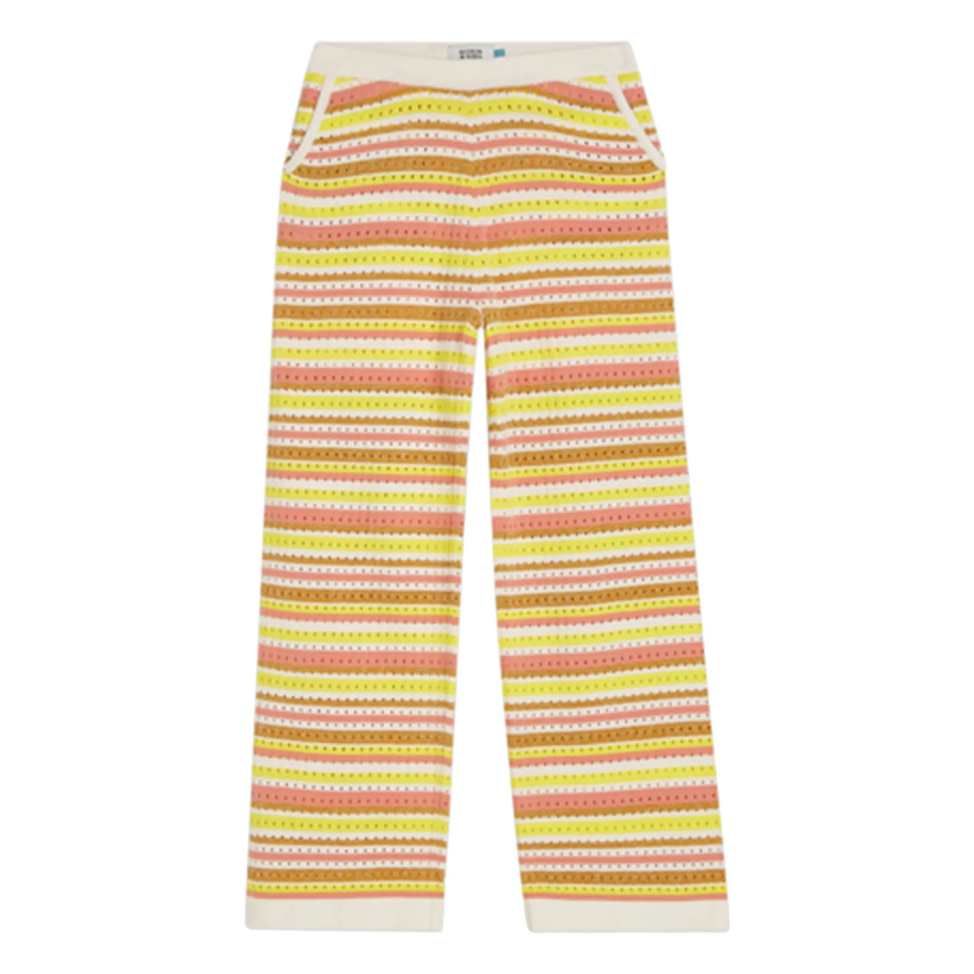 Pantalón de malla de lúrex a rayas | Amarillo- Imagen del producto n°0