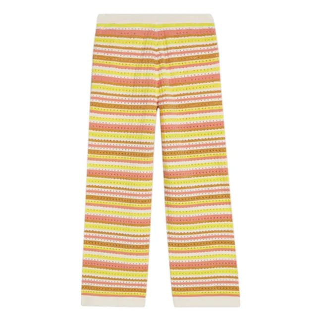Pantalón de malla de lúrex a rayas | Amarillo