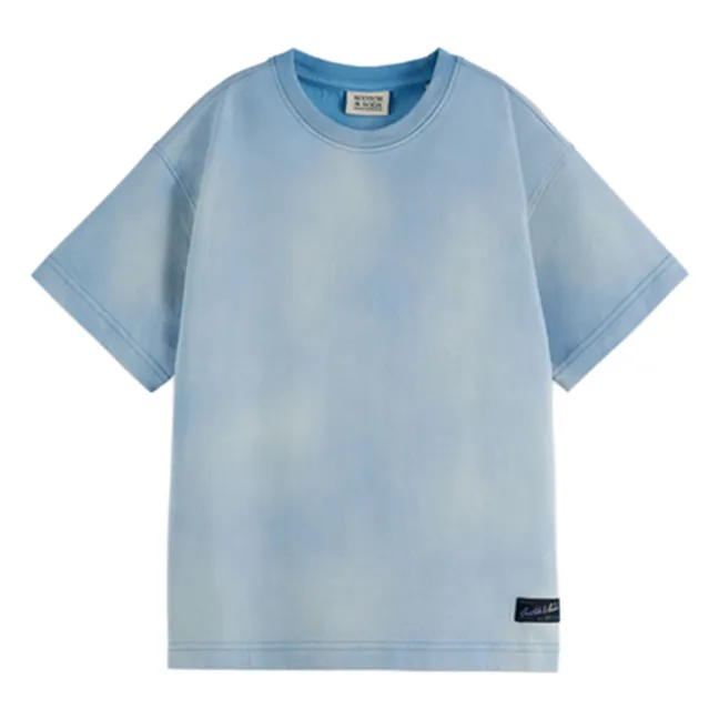 Camiseta de algodón orgánico lavado Artwork | Azul Cielo