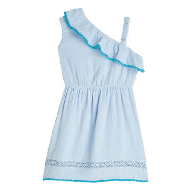 Asymmetrical Ruffle Dress | Pale blue