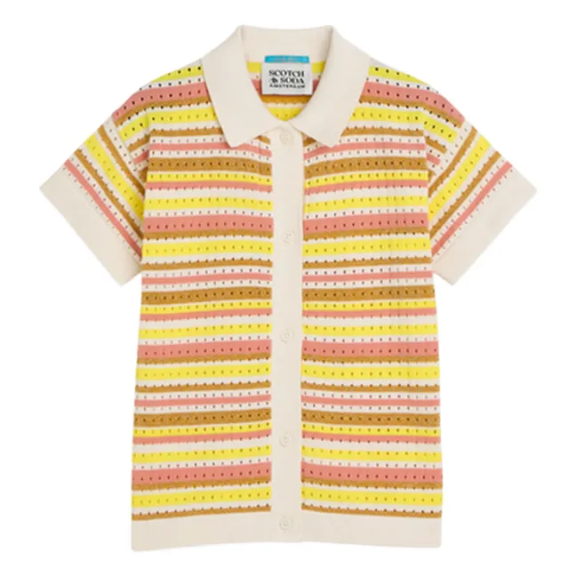 Camisa de malla de lúrex a rayas | Amarillo