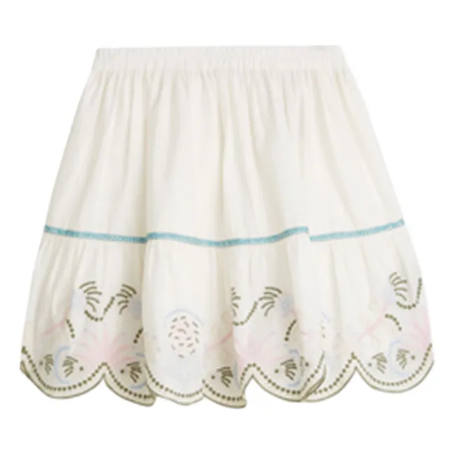 Embroidered skirt | Ecru