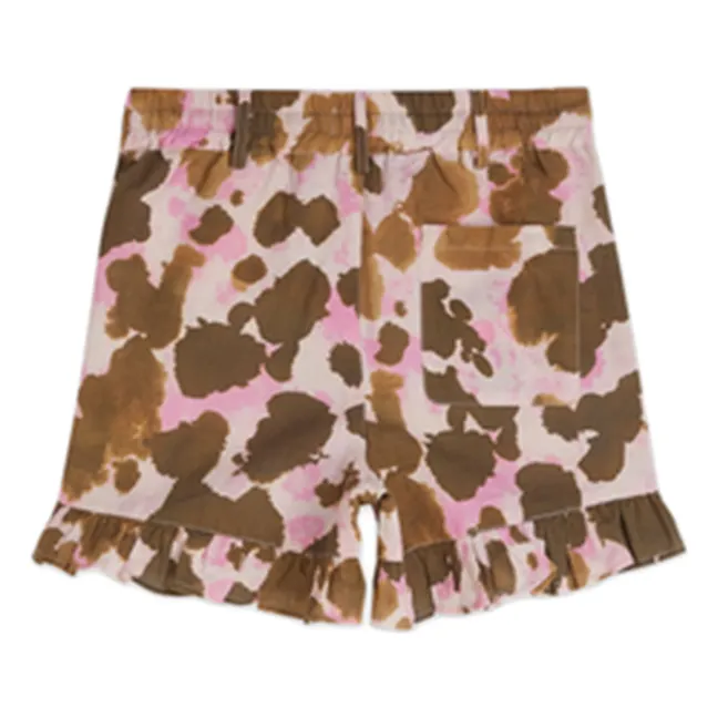 Cow Linen Ruffle Shorts | Brown