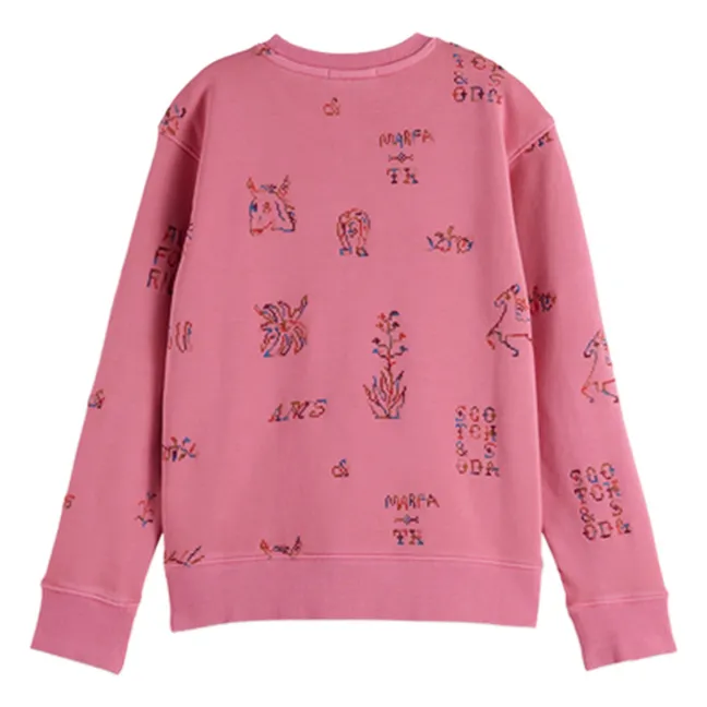 Sweat Brodé Chevaux | Rose