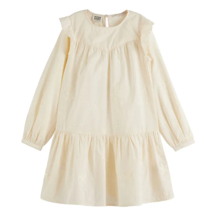 Vestido con volantes bordados | Crudo- Imagen del producto n°0