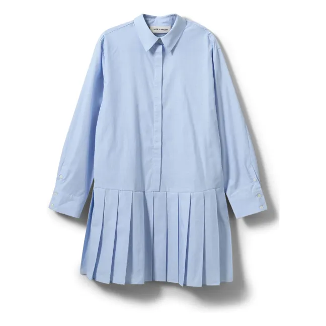 Vestido camisero plisado Penelopasy | Azul Claro