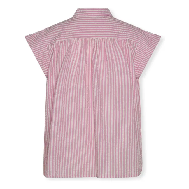 Blusa abotonada de rayas Eva | Rosa