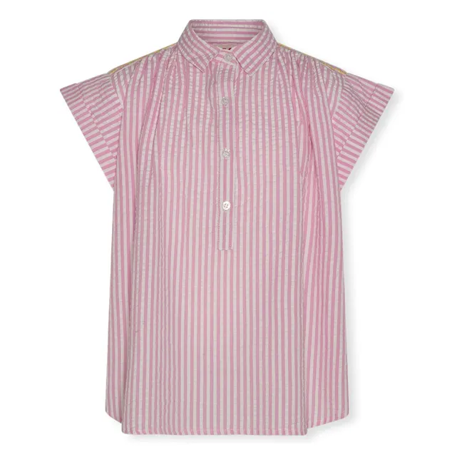 Eva Striped Button-down Blouse | Pink
