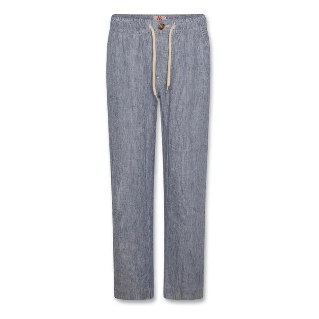 Zach Striped Linen Pants | Blue