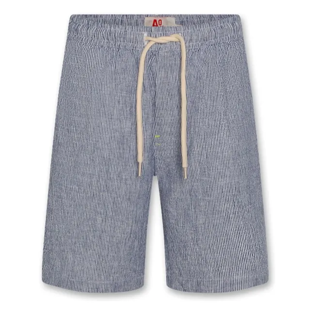 Pantalones cortos de lino a rayas Lego | Azul