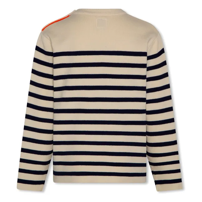 Pull Boutonné Jule Rayé | Ecru