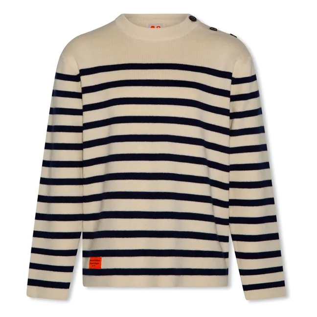 Jule Striped Buttoned Sweater | Ecru