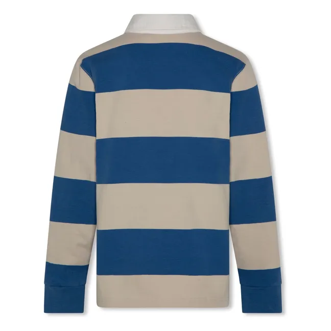 Sweat Polo Davey Rayé Coton Recyclé | Bleu