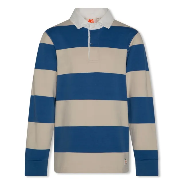 Polo Davey de rayas de algodón reciclado | Azul