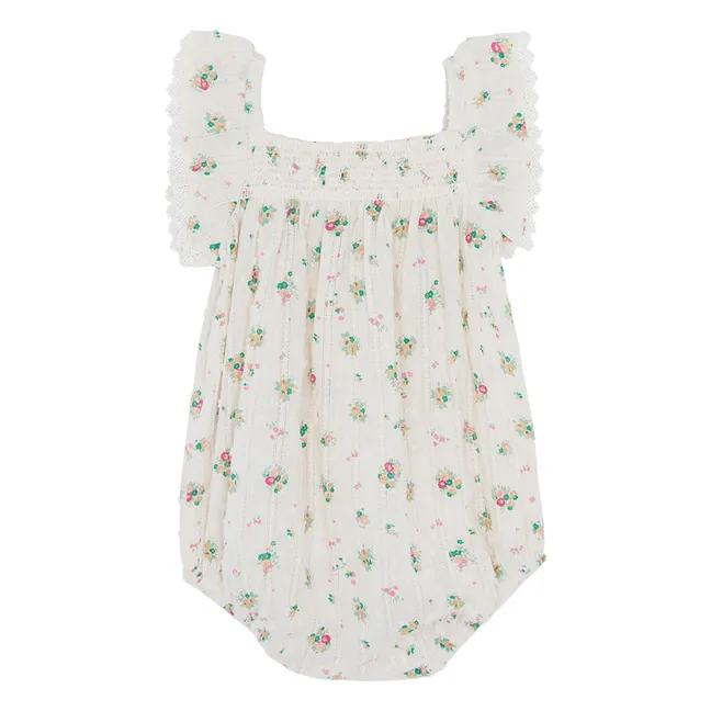 Lalix Bouquets Smocked romper | White