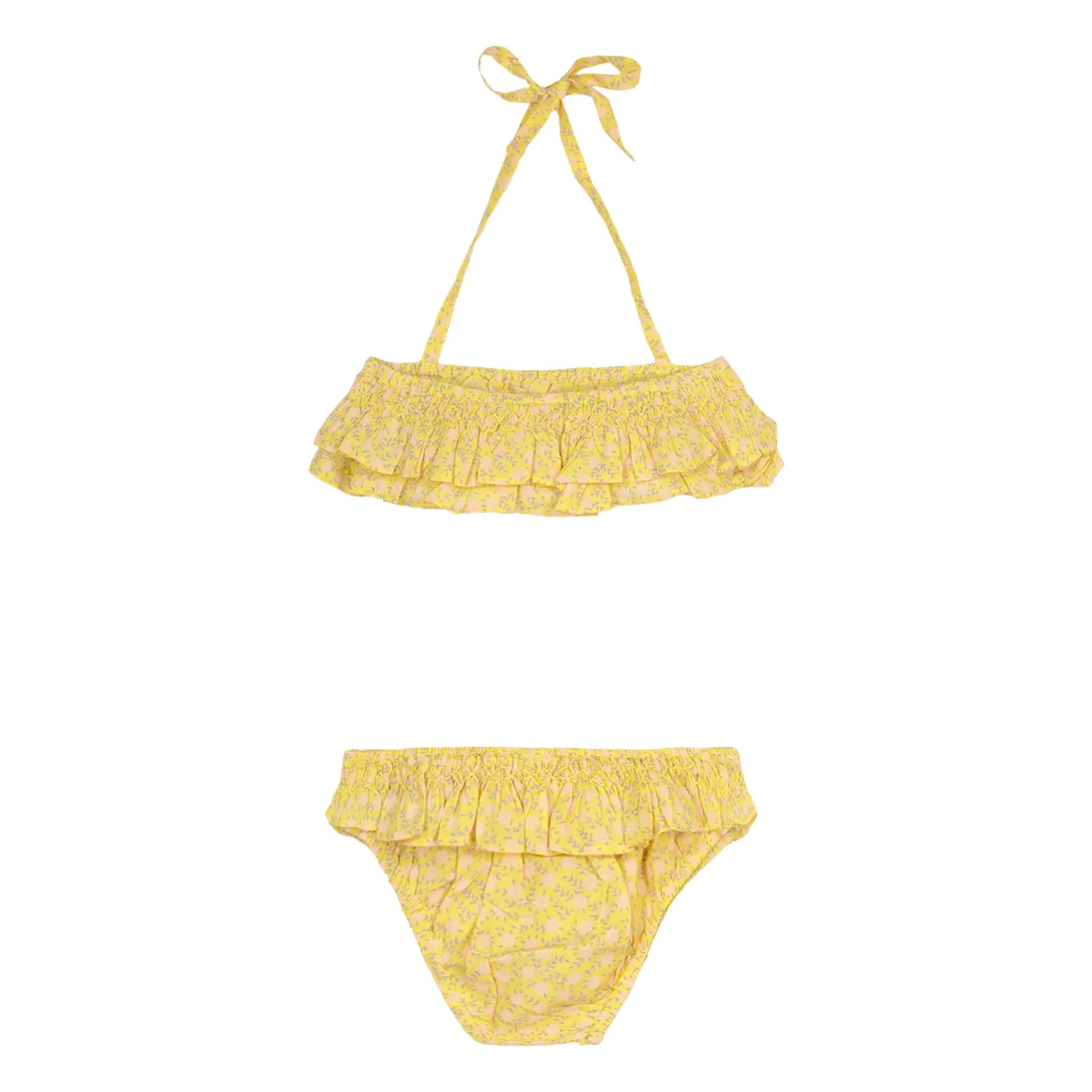 Maillot de Bain 2 Pièces New Wave Fleuri | Jaune- Image produit n°2