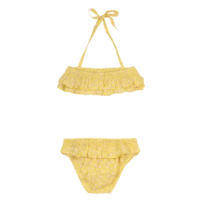 Maillot de Bain 2 Pièces New Wave Fleuri | Jaune