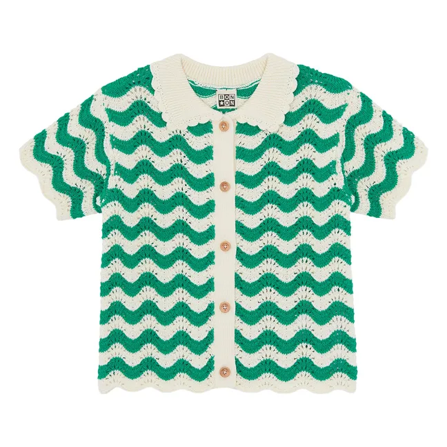 Chemise Crochet Col Claudine Ninon | Vert émeraude