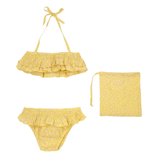 Maillot de Bain 2 Pièces New Wave Fleuri | Jaune