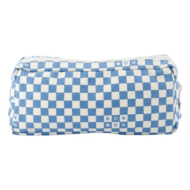 Trousse Ecole Carreaux | Bleu indigo