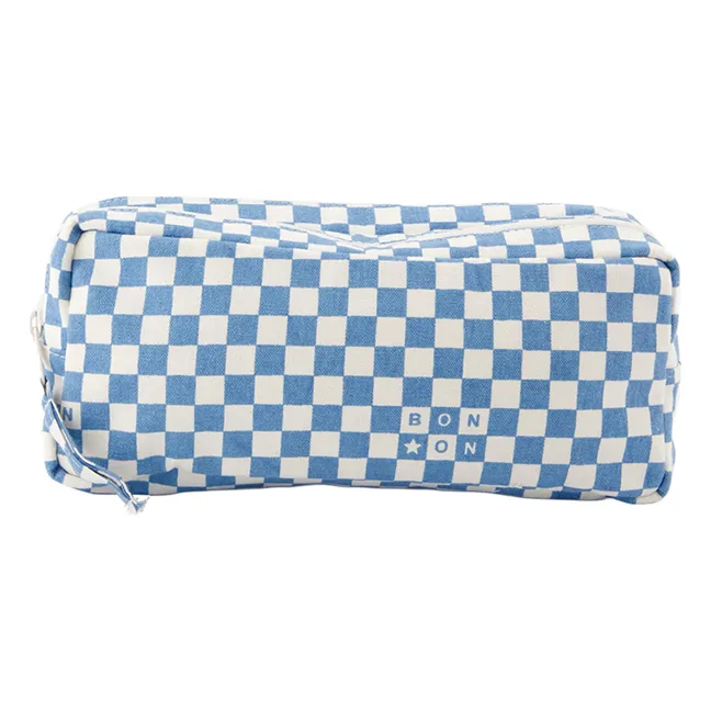 Trousse Ecole Carreaux | Bleu indigo