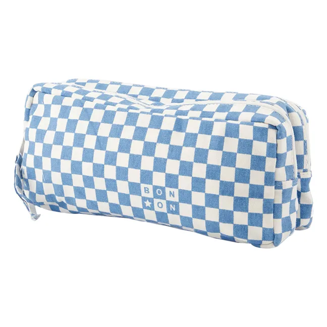 Trousse Ecole Carreaux | Bleu indigo