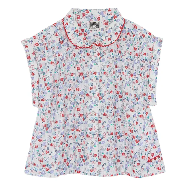 Chemise Col Claudine Lorelei Fleurie | Blanc
