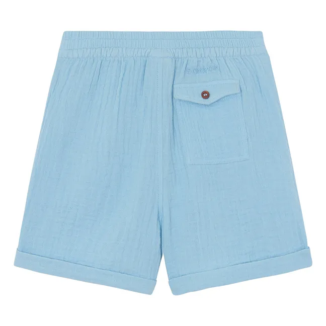 Pantalón corto de gasa de algodón Noé | Azul Cielo