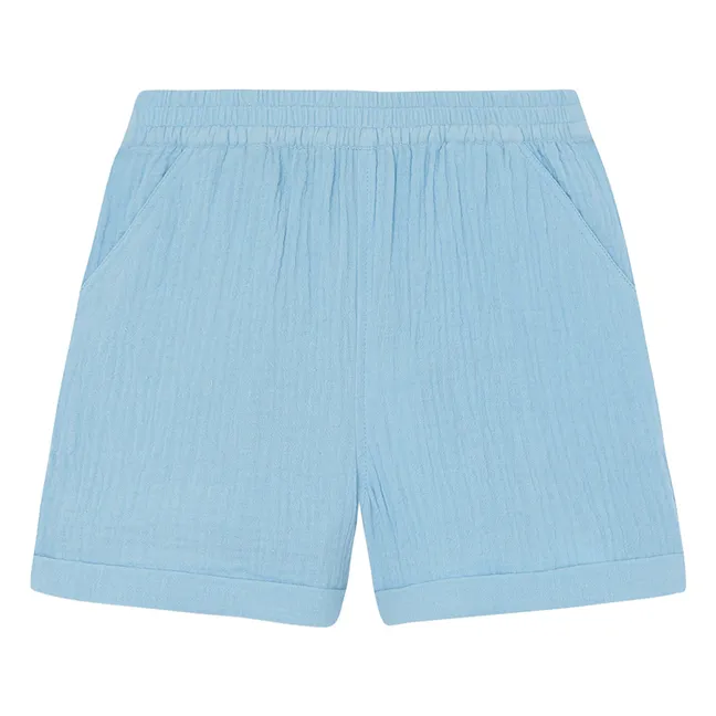 Pantalón corto de gasa de algodón Noé | Azul Cielo