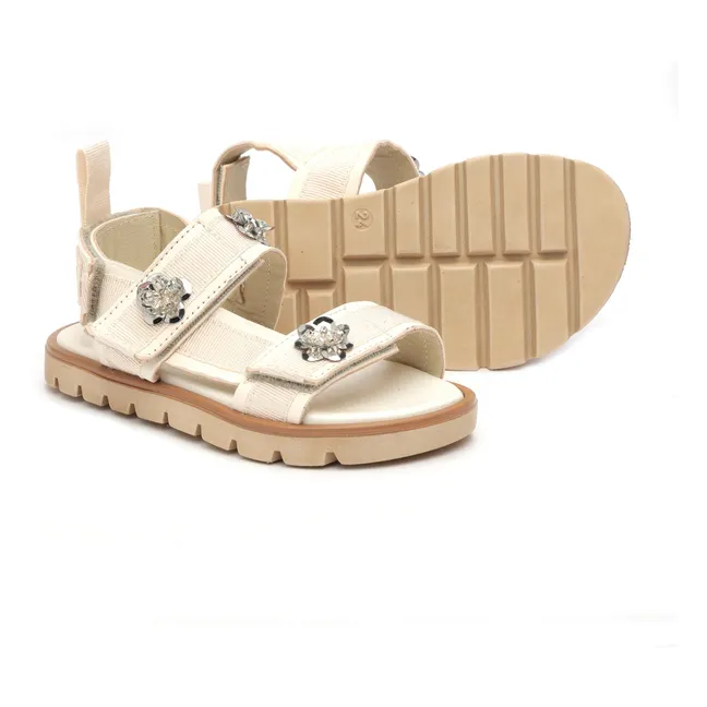 Sandales Double Scratchs Fleurs | Blanc