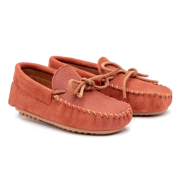 Mocassini in nabuk bi-materiale | Cognac