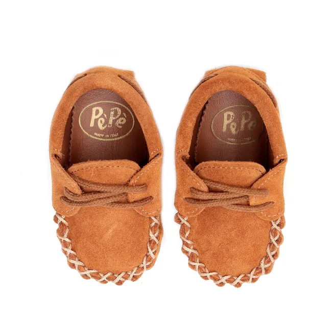 Chaussons Lacets Suede | Cognac