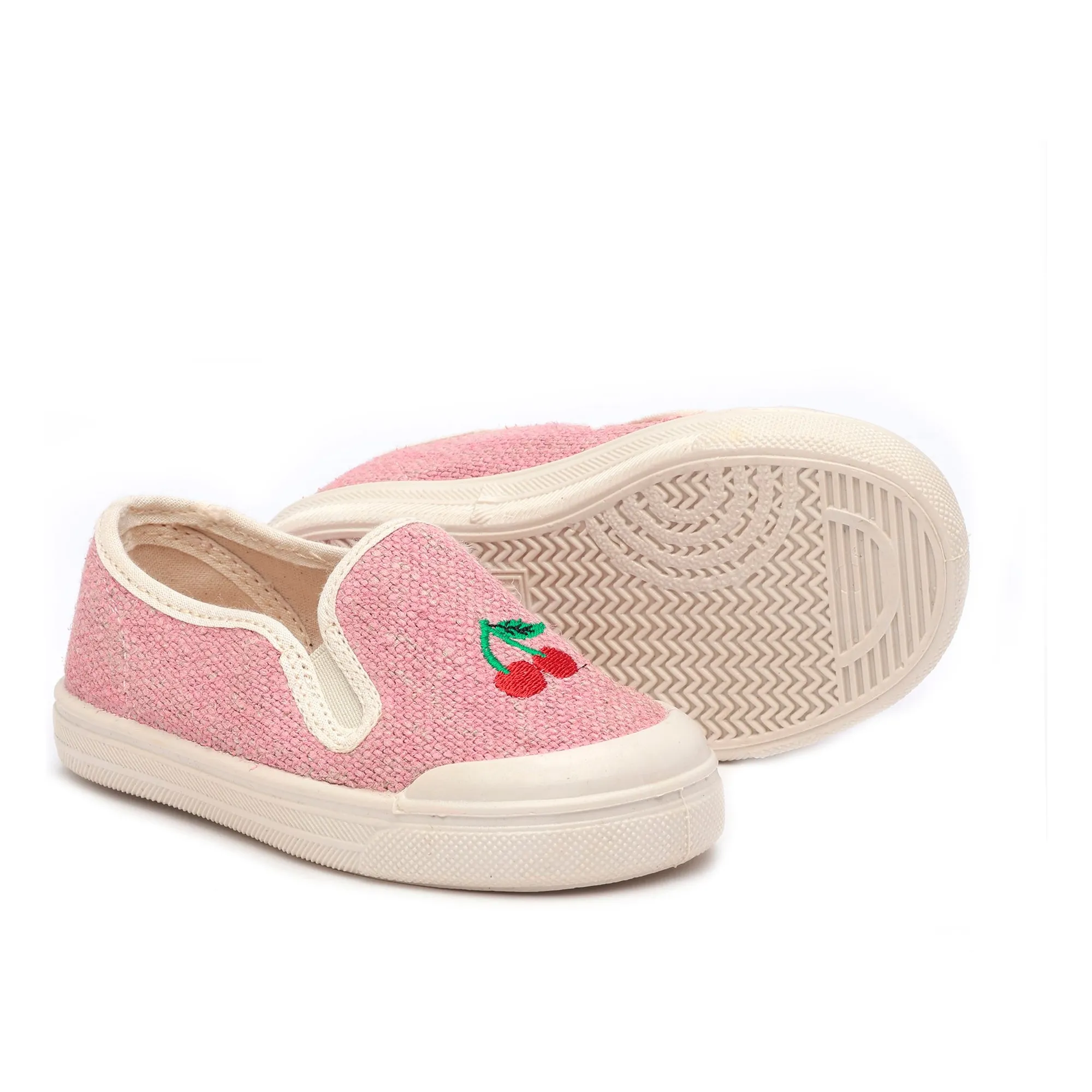Slip-On Brodé Cerises Tissus | Rose- Image produit n°2