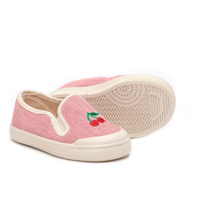 Slip-On Bestickt Kirschen Stoff | Rosa