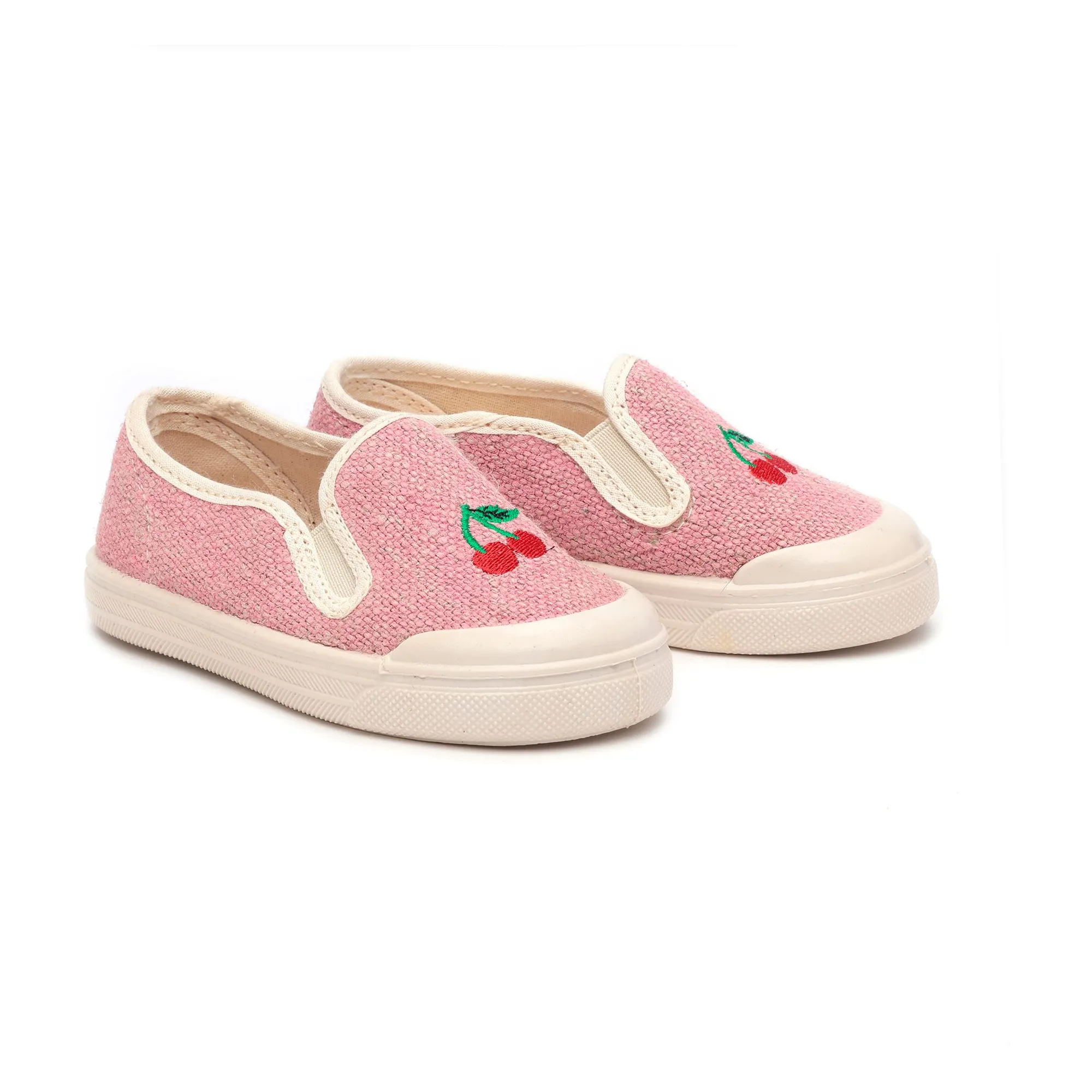 Slip-On Brodé Cerises Tissus | Rose- Image produit n°0