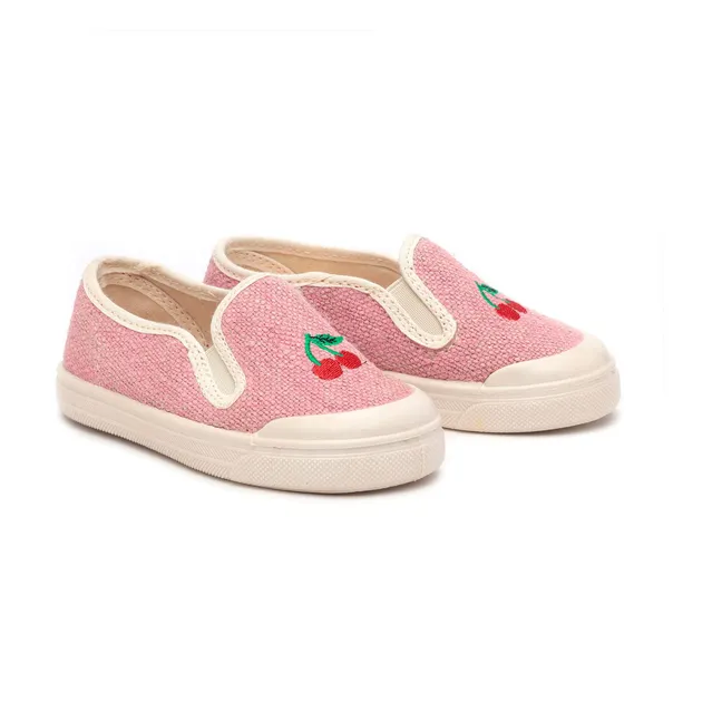 Slip-On Bestickt Kirschen Stoff | Rosa