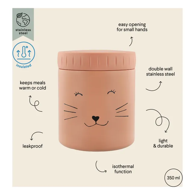 Isothermische Lunchbox 350 ml Mrs Cat | Rosa