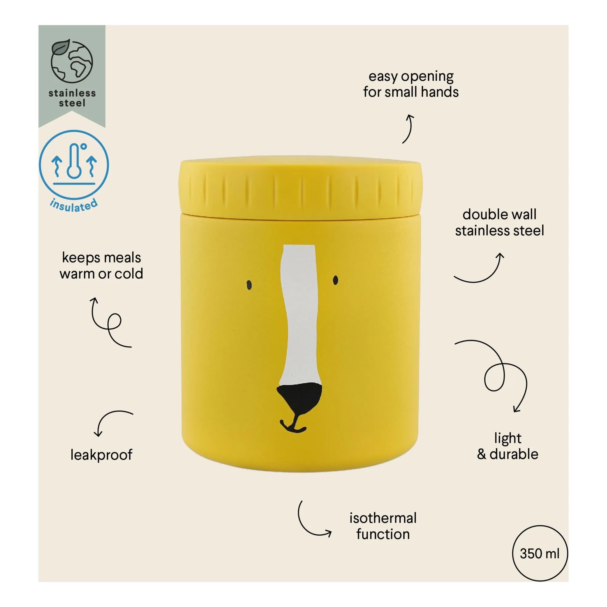 Trixie Yellow Isothermal Lunch Box 350 Ml Mr Lion