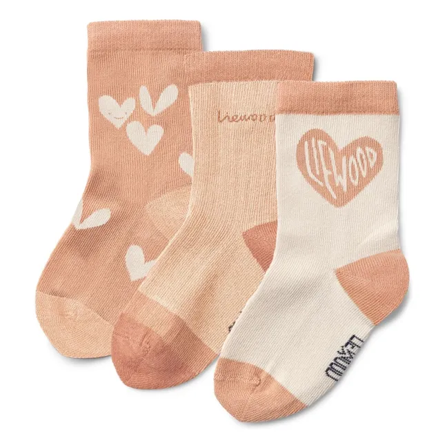 Set of 3 Silas Hearts Socks | Pink
