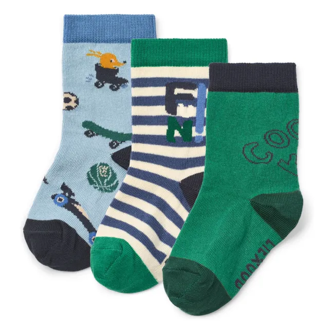 Pack de 3 pares de calcetines Silas Animal | Azul
