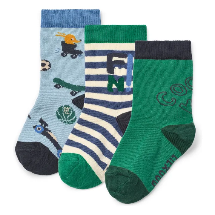 Lot de 3 Paires de Chaussettes Silas Animaux | Bleu- Image produit n°0