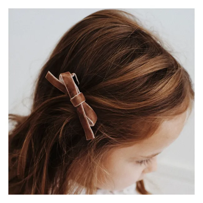 Embroidered clips - Set of 3 | Caramel