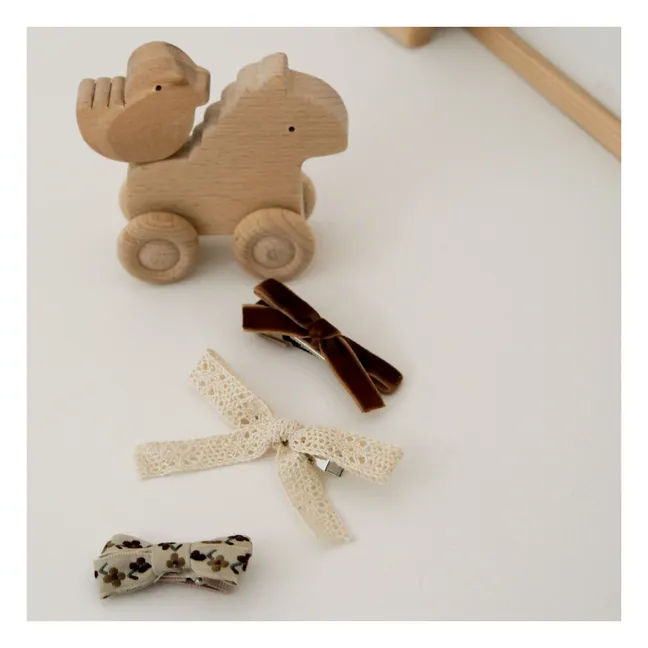 Barrettes Brodées - Set de 3 | Caramel