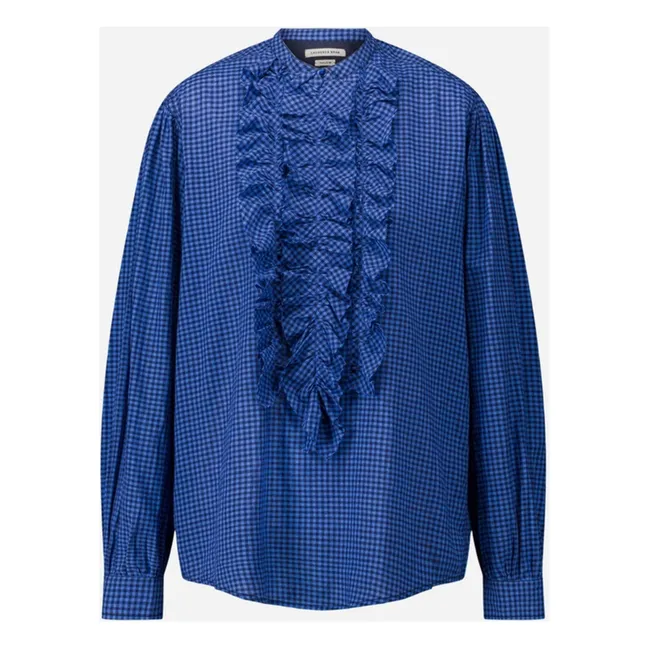 Blusa Magrita de algodón y guinga | Azul