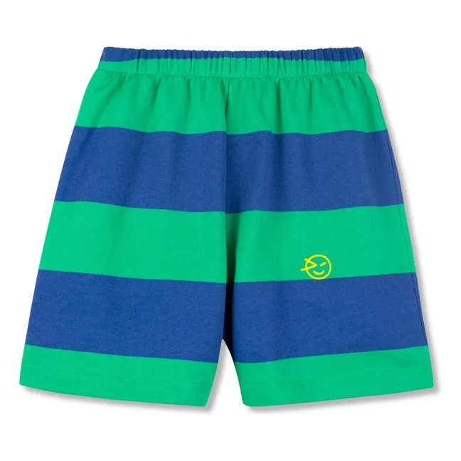 Pantalón corto a rayas de algodón ecológico | Verde