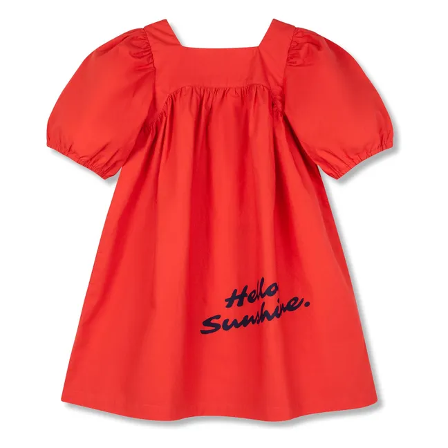 Plain puffy dress | Red